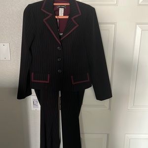 Cute black/burgundy pin striped suit